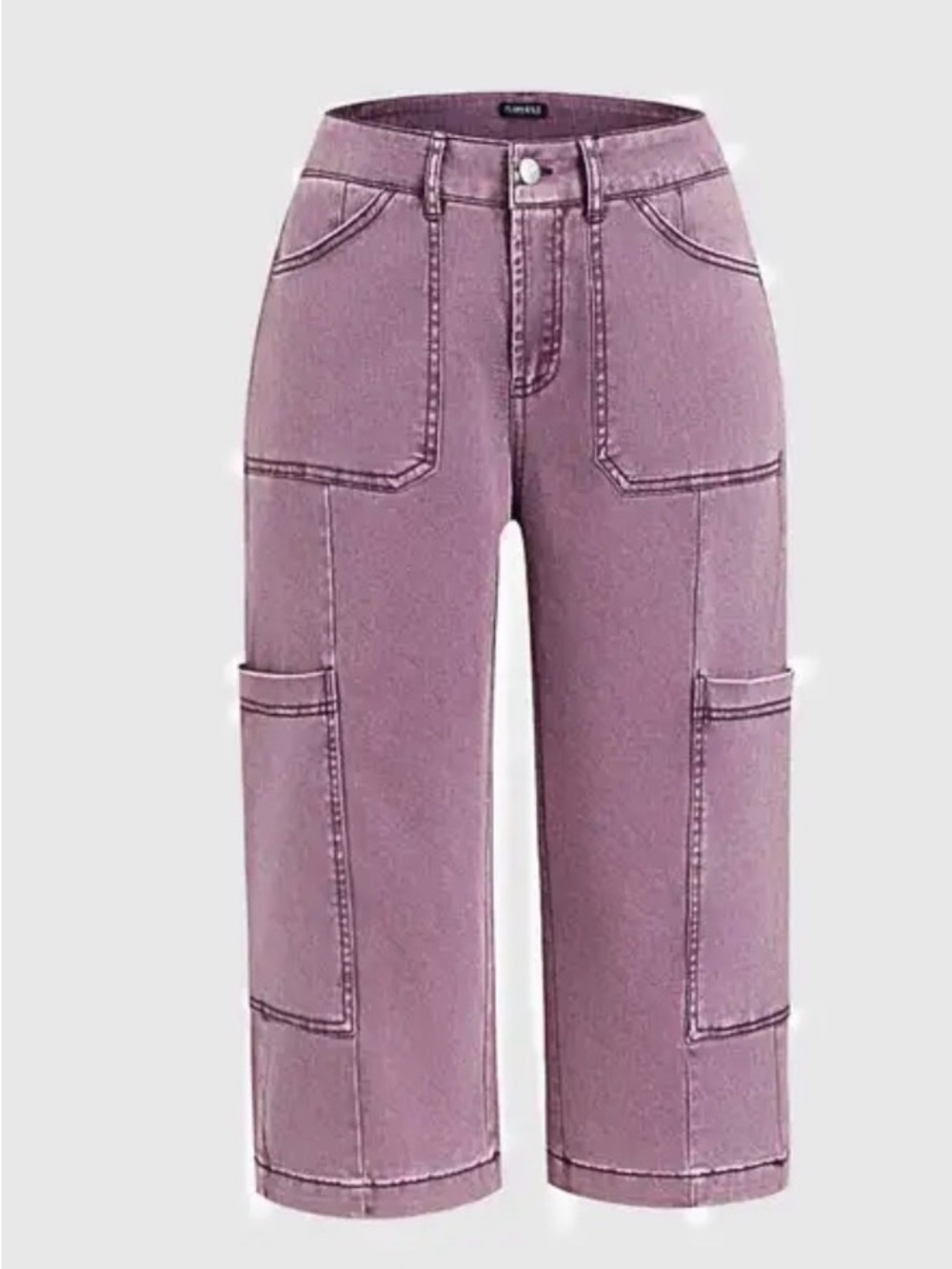Flamingals Mid Waist Seam Front Straight Leg Capri Pants Sz L. NWOT